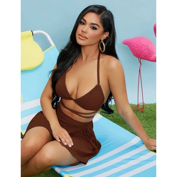 Self Tie Backless Top & Wrap Skirt Set